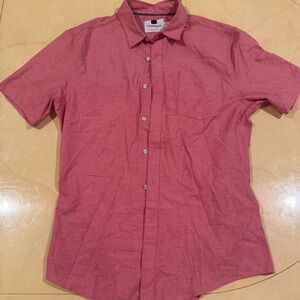 Topman Men’s Muscle Fit Shirt Size L Short Sleeve Button Up Brick red